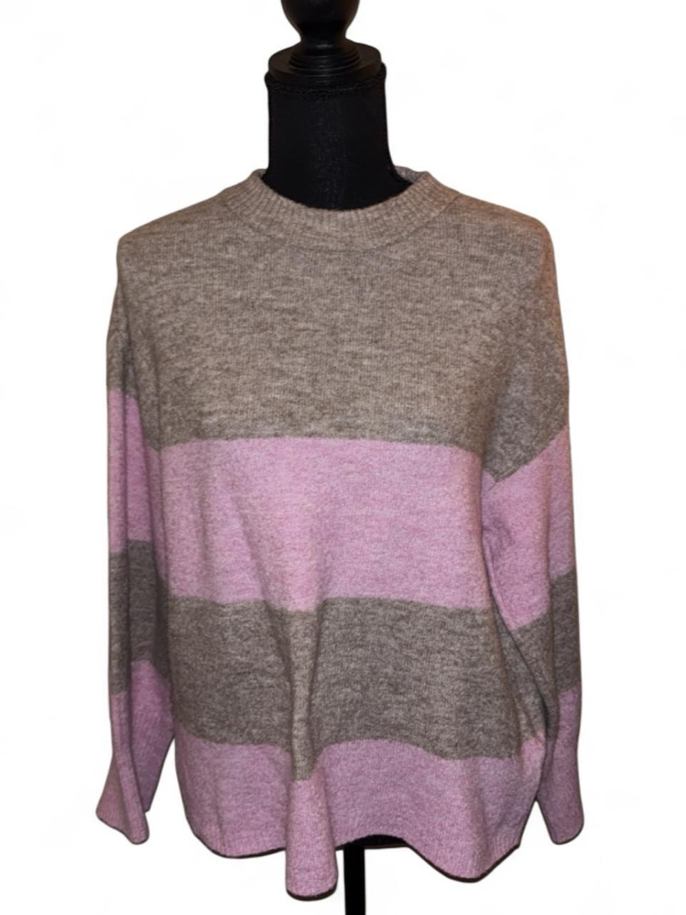 H&M Soft Ribbed Crewneck Sweater in Light Beige